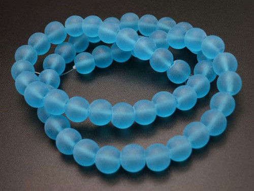 12mm Matte Aquamarine Round Beads 15.5" synthetic [12a34m]