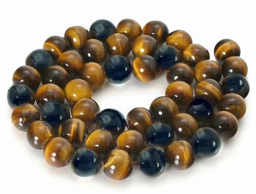 8mm Golden & Black Tiger Eye Round Beads 15.5" heated [8gyk]