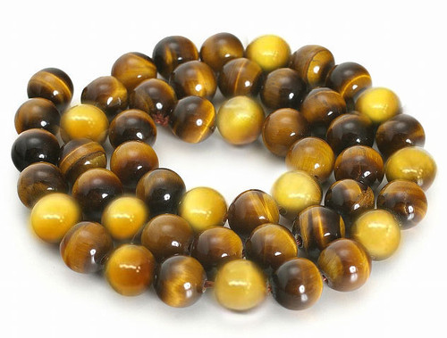 12mm Golden & Honey Tiger Eye Round Beads 15.5" dyed [12gyh]