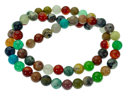 6mm Mix Stones Round Beads 15.5" Natural [6x99b]