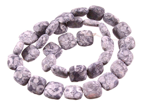 12mm Zebra Agate Puff Square Beads 15.5" [v5c437-12m]