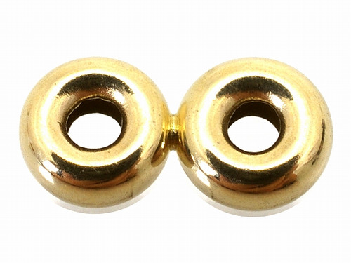 14Kt 585 Solid Gold 4x8mm 2-Lines Rondelle Bead 1 Pc. [x134c]