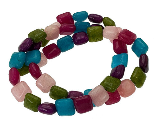 8mm Mix Jade Square Beads 15.5" dyed [wa211x]