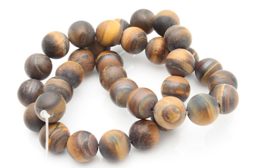 12mm Matte Tiger Eye Round Beads 15.5" natural [12d2m]