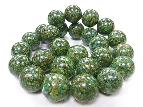 16mm Mosaic Turquoise Round Beads 15.5" stabilized [t1m16]