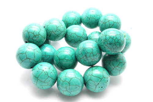 18mm Tibetan Turquoise Round Beads 15.5" stabilized [t1c18]