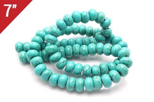 8mm Tibetan Turquoise Rondelle Beads 15.5" stabilized [t3c8]