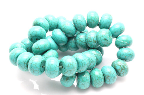 16mm Tibetan Turquoise Rondelle Beads 15.5" stabilized [t3c16]