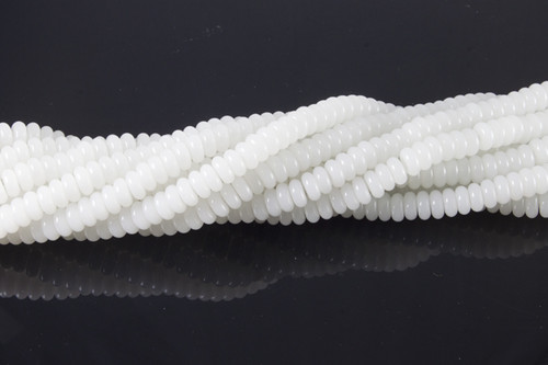 8mm Matte White Quartz Rondelle Beads 15.5" [u90a76m]