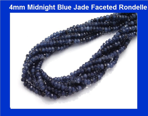 4mm Midnight Blue Jade Faceted Rondelle Beads 15.5" dyed [sc1b27]