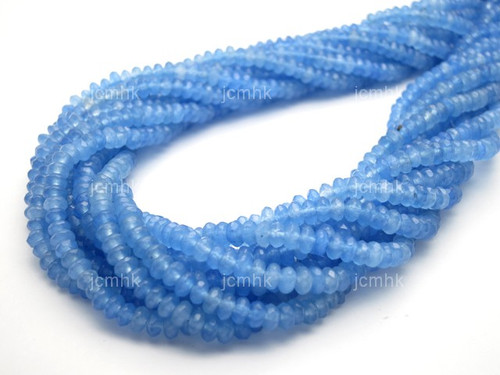 4mm Larimar Jade Faceted Rondelle Beads 15.5" dyed [sc1c57]