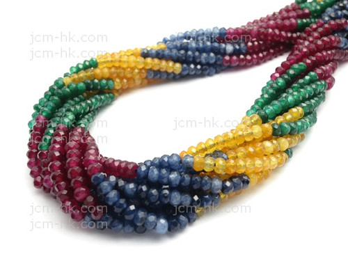 4mm Mix Agate Jade Faceted Rondelle Beads 15.5" Natural Dyed. dyed [h6x1-4]