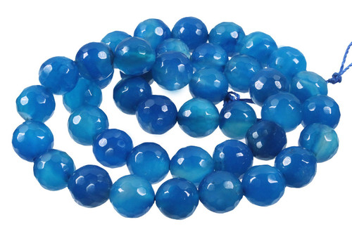 8mm Blue Agate Faceted Round Beads 15.5" dyed [c8f12]