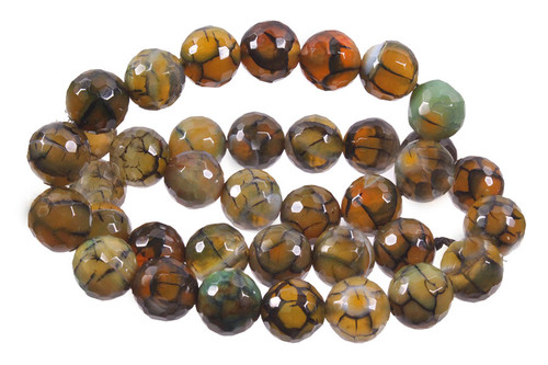 8mm Yellow Fire Agate Faceted Round Beads 15.5" dyed [c8f17y]