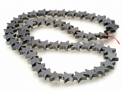 6mm Hematite Star Beads 15.5" synthetic [h17]