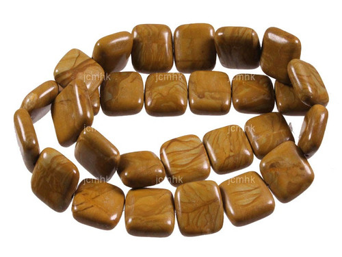 15mm Gold Lace Agate Puff Square Beads 15.5" natural [s5c29-15]