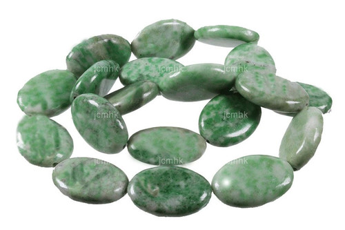 12x16mm China Jade Puff Oval Beads 15.5" natural [s7a27-12]