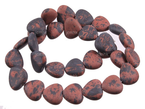 14mm Matte Mahogany Obsidian Heart Beads 15.5" natural [s518m]