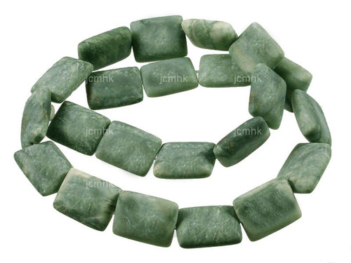 12x16mm Matte China Jade Puff Rectangle Beads 15.5" natural [s8a27-12m]