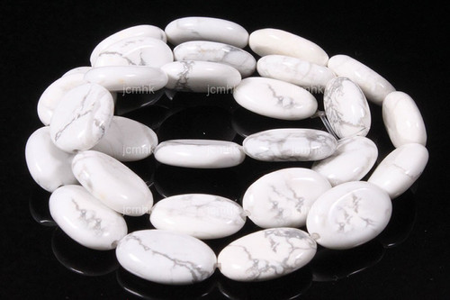 12x16mm White Howlite Oval Beads 15.5" natural [w348]