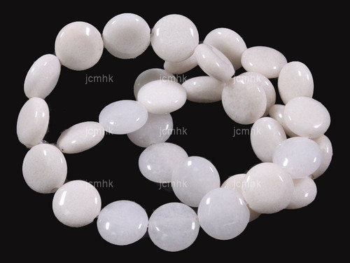 12mm Snow Jade Coin Beads 15.5" natural [wa157]