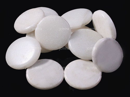 35mm White Gray Agate Coin Beads 15.5" natural [wa199]