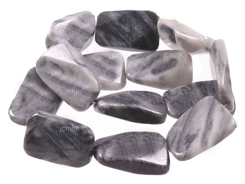 20x30mm Zebra Jasper Twisted Rectangle Beads 15.5" natural [wa295]