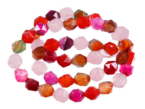 8mm Mix Agate Hexagon Faceted Beads 15.5" dyed [wa402]