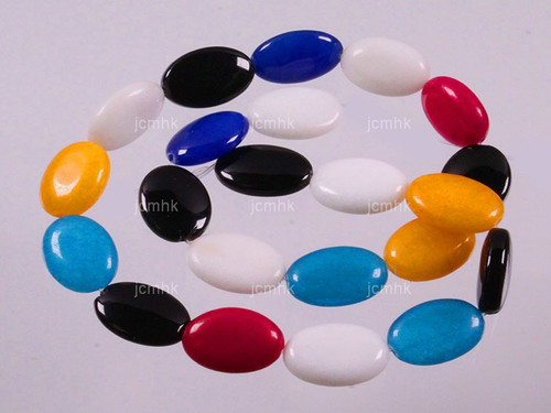 13x18mm Mix Jade & Obsidian Oval Beads 15.5" dyed [wa415]