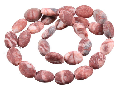 16x20mm Matte Red Moss Agate Oval Beads 15.5" natural [wa128m]