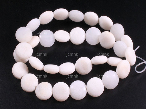 12mm Matte Snow Jade Coin Beads 15.5" natural [wa157m]