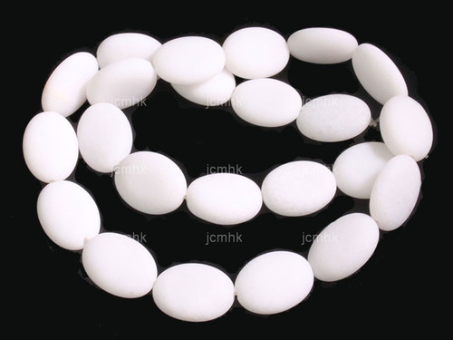 13x18mm Matte Snow Jade Oval Beads 15.5" natural [wa298m]