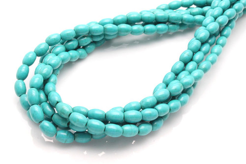 4x6mm Tibetan Turquoise Rice Beads 15.5" stabilized [t2c4]