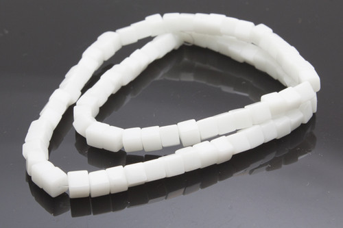 4x4mm White Obsidian Cube Beads 15.5" [u71b98]