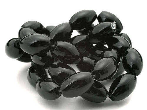 8x14mm Black Onyx Obsidian Rice Beads 15.5" [u74]