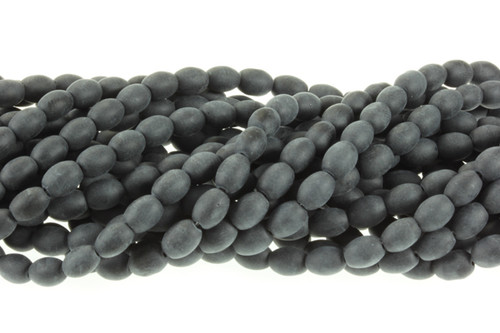 4x6mm Matte Black Onyx Obsidian Rice Beads 15.5" [u72m]