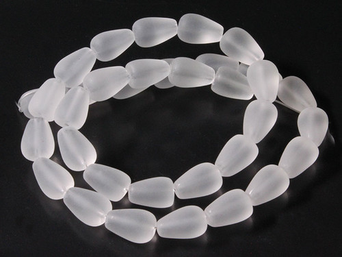 8x12mm Matte Crystal Tear Drop Beads 15.5" synthetic [u88a5m]