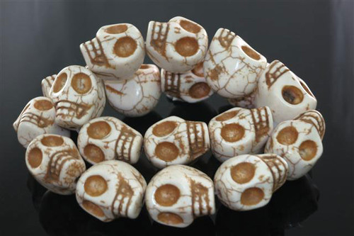 12x10mm White Magnesite Skull Beads 15.5" [t176w]