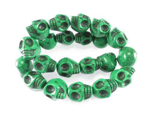 10x8mm Green Magnesite Skull Beads 15.5" [t178g]