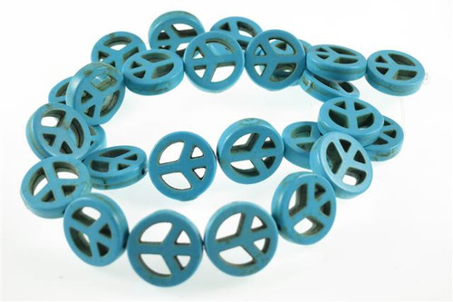 15mm Blue Magnesite Peace Beads 15.5" [t350b]