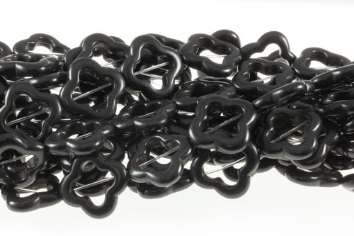 20x20mm Black Magnesite Star Flower Beads 15.5" [t351k]