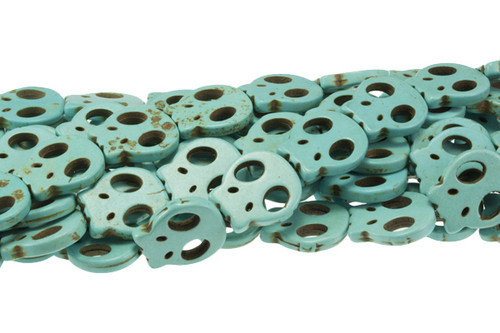 20x22mm Blue Magnesite Skull Beads 15.5" [t353b]