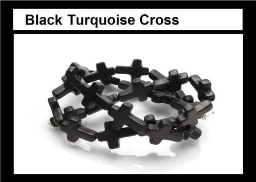 12x16mm Black Magnesite cross Beads 15.5" [t355k]