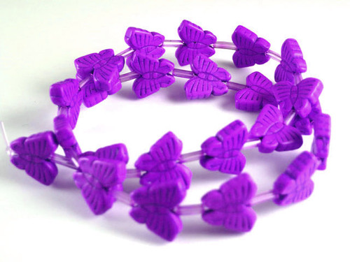 20x24mm Purple Magnesite Butterfly Beads 15.5" 15 Beads [t358p]