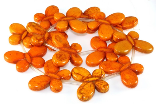 25x35mm Orange Magnesite Butterfly Beads 15.5" [t363h]