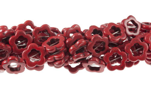 20mm Red Magnesite Flower Donuts Beads 15.5" [t364r]