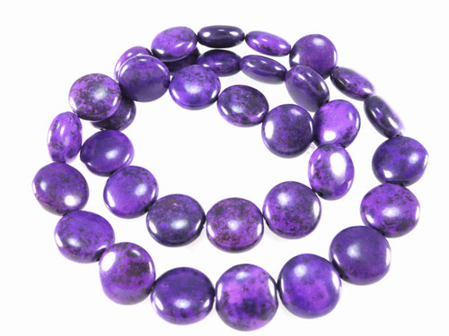 18mm Purple Magnesite Puff Coin Beads 15.5" [t383p]
