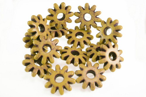 28x8mm Yellow Magnesite Sunflower Beads 15.5" 14pcs. [t404y]