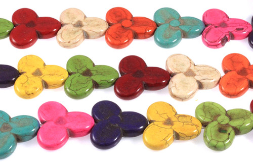 30mm Mix Magnesite Flower Beads 15.5" 16pcs. [t437x]