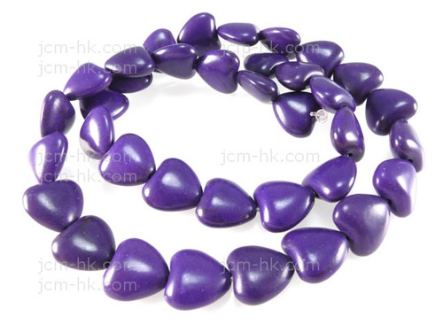 20mm Purple Magnesite Heart Beads 15.5" [t442p]